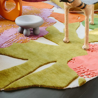 Französischer Vintage Esszimmer-Teppich Hochwertiger Luxus Moderner Minimalistischer Kinder-Teppich Geometrisches Muster Handgetuftet Rohseide 13mm Dick
