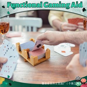 Wooden <b>Playing</b> <b>Card</b> Holder 360 Degree Rotation Holds 2 Decks Game Accessories - Product Image 3