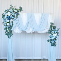 Arche florale de mariage blanche bleue pour cérémonie de mariage, 2 pièces