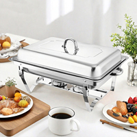 Kompor Buffet Hotel Komersial YUNHE YH-433 9L, Wadah Makanan Panas Stainless Steel, Terinsulasi, Perlengkapan Dapur Sarapan