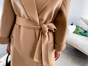 Notch Ve Áo Slim Fit Thắt Lưng Màu Rắn Lạc Đà Vải Cashmere Sang Trọng Bất Áo Len Nhà Sản Xuất - Product Image 6