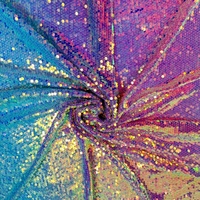 Tissu de dentelle de mariage arc-en-ciel en polyester extensible, maille imprimée numériquement, broderie de paillettes, tissu de dentelle à paillettes pour robe, personnalisable OEM