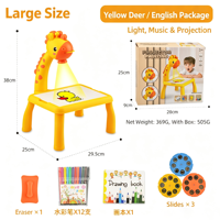 Grande table de projection pour enfants avec motif cerf de dessin animé pour diapositives, gribouillage, dessin et écriture, 5 à 7 ans