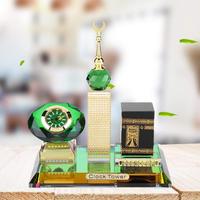 Tour d'horloge islamique musulmane Kaaba, modèle cadeaux, livre Souvenir en verre de cristal, offre religieuse du moyen-orient, Souvenir makka poli