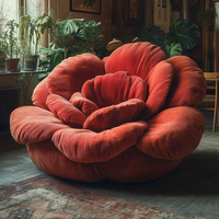 Canapé Lotus en Velours Rose, Résidence Confortable, Mobilier de Salon Luxueux et Spacieux, Sièges Confortables pour se Détente, Mobilier de Salon
