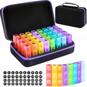 Boîte à médicaments de couleur bonbon à 31 compartiments, icônes soleil/lune, dosage <span class=keywords><strong>matin</strong></span>/après-midi/<span class=keywords><strong>soir</strong></span> pour un mois, étui grande capacité - Product Image 2