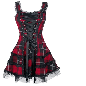 فستان Ecowalson القوطي الجديد بدون أكمام برباط متقاطع بخصر نحيف قصير للنساء لـ هالوين ورأس السنة، زي تنكري للأطفال لفيلم أو مسلسل تلفزيوني - Product Image 4