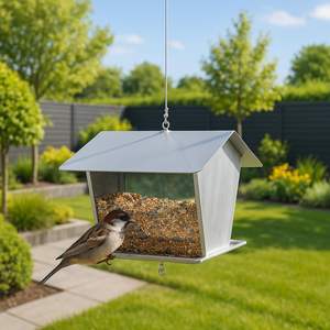 JH-Mech Maison d'oiseau murale de haute qualité pour l'observation du jardin Carton antirouille Acier Métal Mangeoire à oiseaux suspendue - Product Image 3