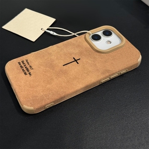 Funda de Teléfono Móvil con Textura de Piel de Oveja y Cruz Inglesa Vintage para <span class=keywords><strong>iPhone</strong></span> 16 15 17 Air Pro Max, Carcasa Trasera de TPU - Product Image 3
