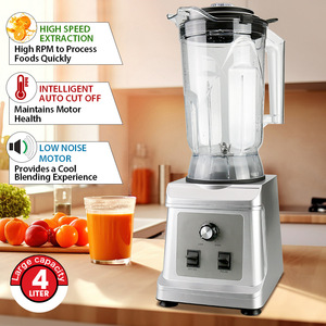 <b>Blender</b> 4 Liter Large Capacity Dual Use Commercial Smoothie Pulverizer <b>Milkshake</b> Maker Silver Red - Product Image 2