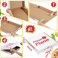 Boîte à pizza en carton ondulé blanc imprimée sur mesure, qualité alimentaire, résistante à la graisse, boîte à emporter pour pizza