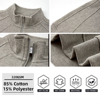 SS263092 Sweat-shirts pour hommes 320 GSM en mélange de coton, sweat-shirt à col polo zippé, coupe oversize, style Old Money, logo personnalisé