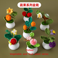 Afgewerkte Kunstmatige Bloem Gehaakte Groenten En Fruit Serie Pot Simulatie Groene Plant Kleine Ornamenten Mooie Handgeschenken