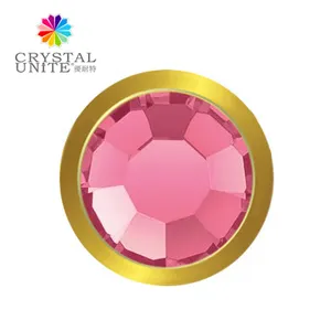 Cristal artificiel UNITE à tige de laiton, Rivet métallique + bouton, strass