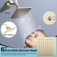 Système de Douche Double HOMEDEC 16x32" avec Jets Pluie et Hydromassants, Commutateur 4 Voies, Pommes de Douche 6", Ensemble Robinet de Douche à Main, Or Brossé