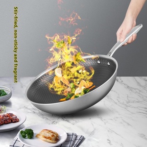 Poêle à frire <span class=keywords><strong>plate</strong></span> antiadhésive en acier inoxydable 316 personnalisée Usage domestique Cuisinière à induction Marmite Gaz Vente directe d'usine Ustensiles de cuisine - Product Image 3