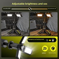 Lampe de camping LED rechargeable multifonctionnelle, lampe de travail extérieure rétractable avec trépied, lampe de tente d'urgence pliable SOS