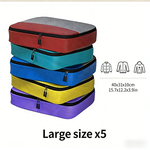 Caja de Almacenamiento para <span class=keywords><strong>Viajes</strong></span>, Juego de Cubos de Embalaje para <span class=keywords><strong>Viajes</strong></span> - Bolsa de Almacenamiento para Organizar Ropa/Prendas Íntimas, Juego de 5 Piezas - Product Image 1