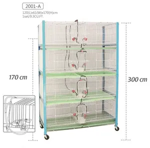 2001-A Pet Shops Supplies Hot Selling OEM ODM Customized Moving Design Metal Wire Bird Pigeon Cages