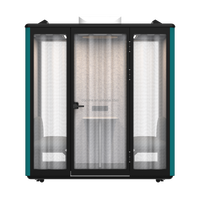 Cabine de réunion moderne d'extérieur Comine pour quatre personnes, insonorisée, avec écran LED, cadre en alliage d'aluminium, pour hôtel