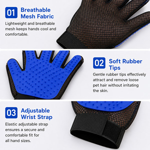 Gants anti-poils pour chat et chien, en silicone rouge, antistatiques, pour toilettage, bain, massage, soins des animaux - Product Image 5