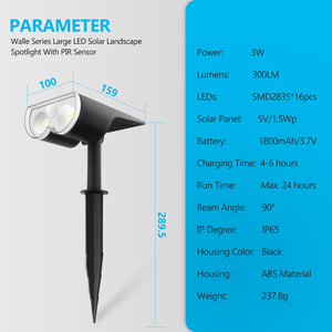Lampes solaires <span class=keywords><strong>LED</strong></span> de jardin <span class=keywords><strong>avec</strong></span> détecteur de mouvement, éclairage mural extérieur, étanche IP65, lampes de chemin, décoration de cour, <span class=keywords><strong>projecteur</strong></span> <span class=keywords><strong>solaire</strong></span> ROHS 3W - Product Image 6