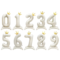 Ballon en aluminium géant beige numéro 10 avec couronne, design autoportant, pour décorations de fête d'anniversaire d'enfants - Vente en gros