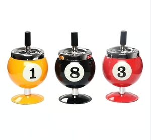 Boule de stockage créative en métal portable en forme de billard avec cendrier de table sur pied pour cendrier intérieur extérieur - Product Image 2