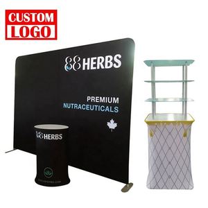 Tension Fabric Pop up Promotion Counter Easy to Installation Tradeshow <b>Stand</b> Counter Plastic Foldable Booth Promotion Table - Product Image 1