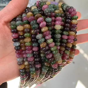 Wholesale Rainbow tourmaline dyed jade 5*8mm Rondelle Spacer Beads abacus stone beads spacer beads for jewelry making