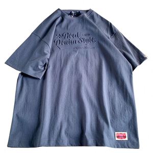 T-shirt personnalisé en coton 230g, gaufré 3D, coupe oversize, col rond, pour homme, avec logo en relief imprimé - Product Image 6