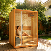 Sauna extérieur Sunrans moderne pour 2 personnes en bois massif de pruche avec poêle à sauna, facile à assembler