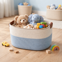 Panier à linge rectangulaire moderne en corde de coton tressée, écologique et multi-usages, avec poignées, pour l'organisation de la maison