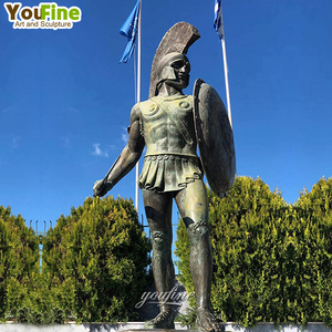 Estatua de Guerrero Espartano de Bronce, Tamaño Real, Casco Corintio Griego, Escudo, Espada, Pátina Antigua, para Jardín, Villa, Parque - Product Image 6