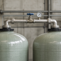 Réservoir de filtration industriel en PRV (fibre de verre) pour média sable, 1000 L/heure, pour système de traitement et filtration de l'eau de puits