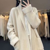 Neue Damen Long Design Strick pullover Cardigan Casual Einfache einfarbige lose Pullover Jacke für den Winter