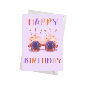 可爱蛋糕创意生日卡套装定制印刷生日快乐贺卡带信封