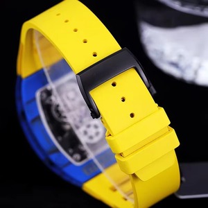 Luxury Blue Carbon Fiber Men's Mechanical <b>Watch</b> Gold <b>Skeleton</b> Tonneau Shape Waterproof <b>Automatic</b> Wristwatch Factory Wholesale - Product Image 4