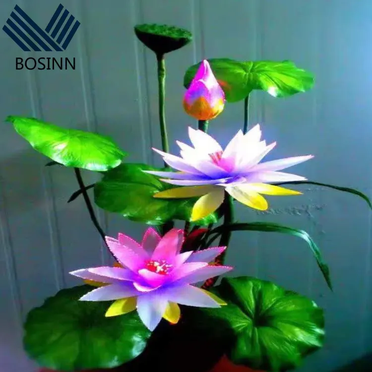 Lampe LED hortensias artificielles en Fiber optique, fausses fleurs, surdimensionnées, différentes formes de bouddha, éclairage nocturne, fleur de Lotus, 1 unité