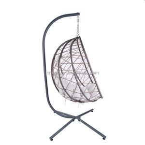 Oeytree Luxury Wicker <strong>Double</strong> Seat Swing <strong>Egg</strong> <strong>Chair</strong> Soft Deep Fluffy <strong>Cushion</strong> Relaxing Large Basket Porch Lounge - Product Image 5