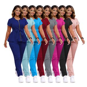 Nouvelle <span class=keywords><strong>Robe</strong></span> Médicale Élégante 2026 pour Infirmières, Bleu Ciel, Personnalisée, Jupe et Haut Ajustés, Tenue d'Hôpital pour Femmes - Product Image 2