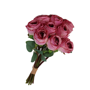 Ramo de Rosas Artificiales de Seda de 9 Cabezas, Estilo Romántico, para Decoración del Hogar, Sala de Estar, Mesa de Comedor, Mesa de Centro, Fondo de Boda - Product Image 6