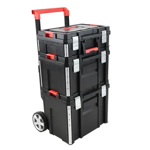 Vertak hand trolley tool box pp body stackable hard case rolling mobile repair tool box set