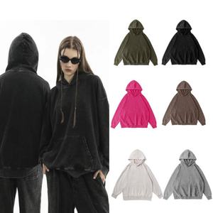 เสื้อมีฮู้ดลายกรดโอเวอร์ไซส์พิมพ์ลายวินเทจสำหรับผู้ชายเสื้อมีฮู้ดฟอกสี S-5XL ผ้าฝ้าย100% - Product Image 1