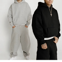 Survêtements surdimensionnés personnalisés pour hommes, en molleton épais 500 g/m², coupe ample et droite, ensemble pantalon de survêtement et sweat à capuche