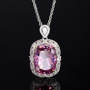 High Quality Eco-friendly Copper Large 15*20mm Dried Rose Zircon Square Necklace and <b>Rings</b> <b>Set</b> Necklace <b>Sets</b> for <b>Women</b> Jewelry - Product Image 4