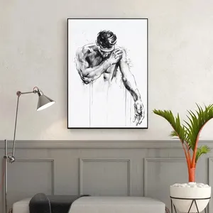 Impresión en Lienzo de Pareja Gay con Líneas Abstractas, Arte de Pared Clásico Pintado con Spray, Póster HD Vertical Rectangular para Decoración de Dormitorio, Habitación u Hogar - Product Image 3