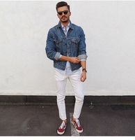 Veste en jean bleu vintage de haute qualité 2025 avec logo personnalisé, 100% coton, coupe-vent pour homme, vente en gros OEM, toile
