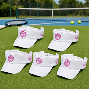Casquette de sport blanche personnalisable avec logo, broderie rose, visière réglable pour tennis et golf, pour femmes, vente en gros, fabrication de chapeaux - Product Image 2