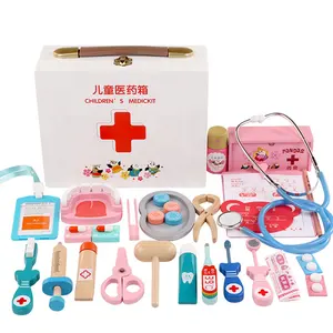 Children's Small Nurse Tool Wooden Simulation Medicine Box Boy Girl Doctor Set Toy Unisex Wood Crafts Kids Bollywood Toys